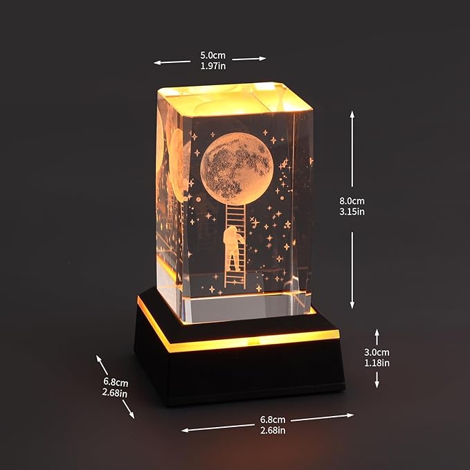 Glass Paperweight,K9 Crystal Cube with Changeable 7-Color Changing Lamp,Nice Birthday Gifts,Decent Ornament in Home and Office