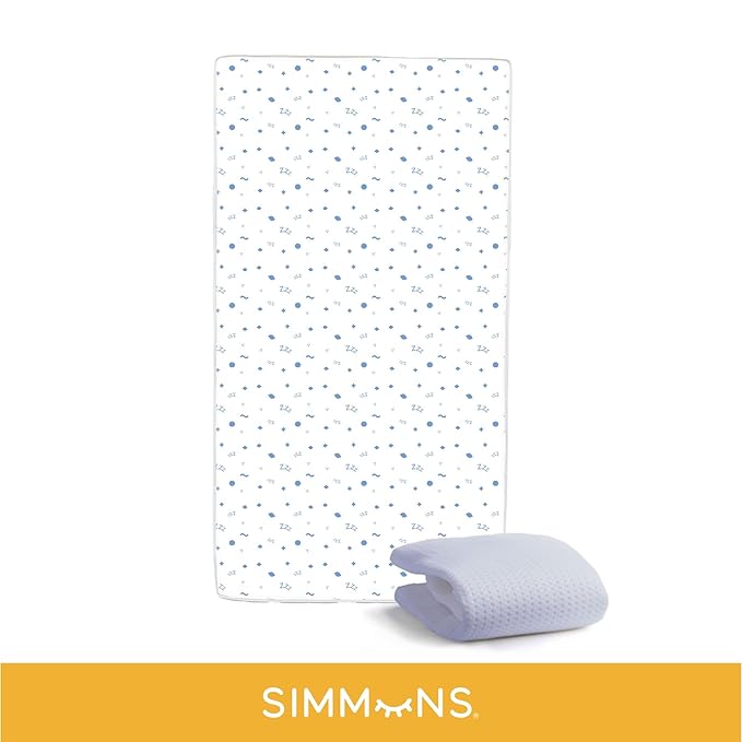 Delta Children Brooks 6-in-1 Convertible Crib, Bianca White + Simmons Kids Quiet Nights Breathable Crib Mattress with Removable/Machine Washable Cover (Bundle)