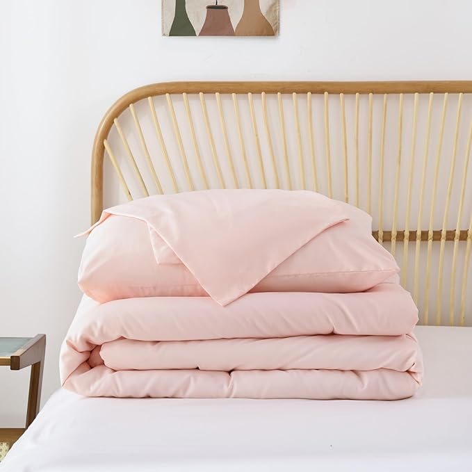 ROSGONIA Twin Comforter Set for College Girls Boys Blush, 1 Boho Pink Comforter & 1 Pillowcase, Lightweight Kids Comforter Sets Dorm Bedding