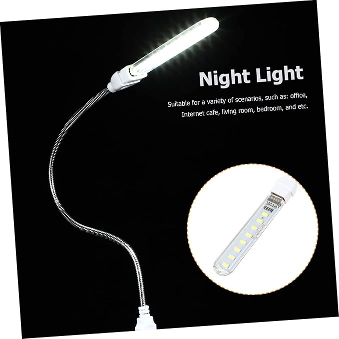 ARTIBETTER 2pcs U Disk Night Light Led Reading Light Plug in Led Night Light Outdoor Camping Light Gooseneck 8 Leds Night Lamp Atmosphere Light USB Light Indoor Computer Jianpan Student PVC