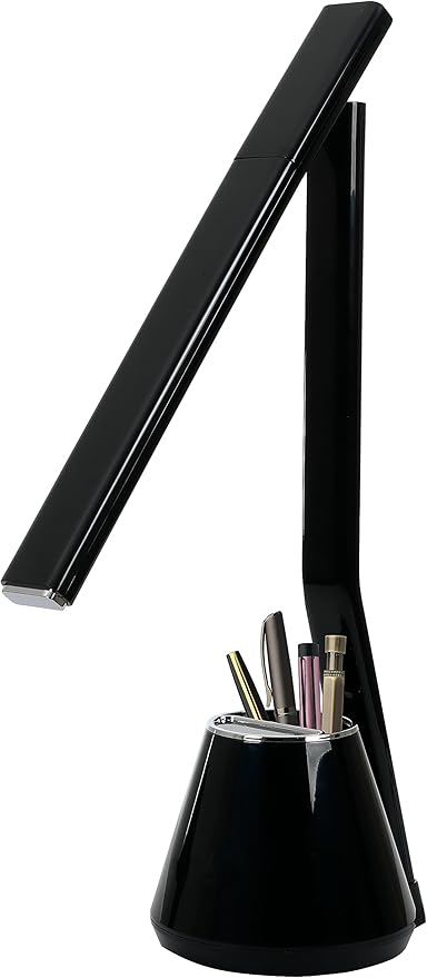 Folding Mini Desk Lamp - Dimmable Touch Control 8W LED Portable Light - Foldable 17.67" H Table Top Lamps for Office Home & Travel, Black