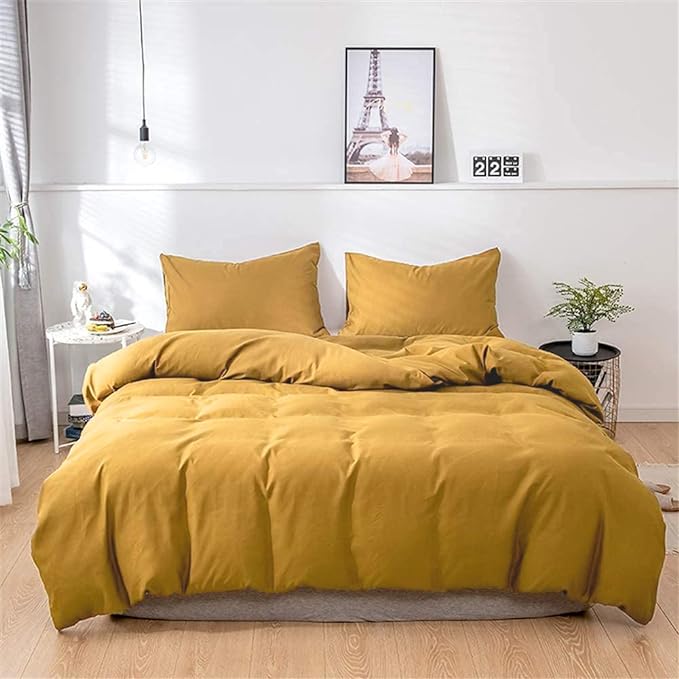 Mustard Yellow Comforter Sets Queen Pure Yellow Bedding Set 3 Pieces Women Men Ginger Yellow Comforter Sets Lightweight Durable Yellow Blanket Queen Bedding Set Breathable Bed Comforter Set