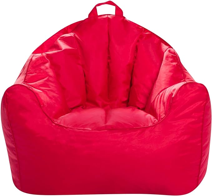 Posh Creations Structured Comfy Seat for Playrooms and Bedrooms, Large Bean Bag Chair, Malibu Lounge, Red