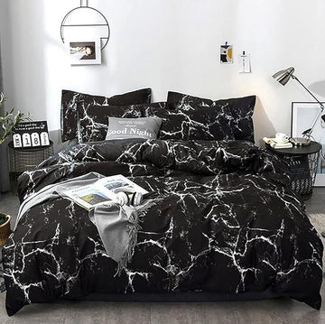 Black Marble Comforter Set Cal King Black Bedding Set Women Black Marble Comforter Lightweight Soft Black Marble Bedding Men Durable Black Marble Quilt Breathable Bed Comforter Set Cal King