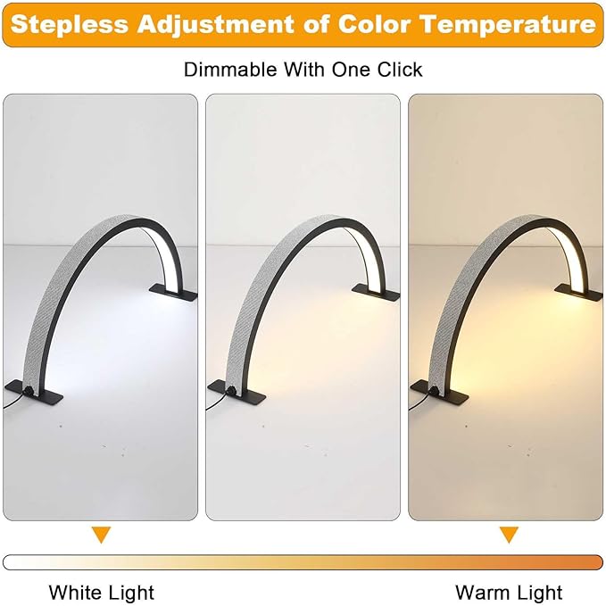 Half Moon Nail Desk Lamp, 48W Manicure LED Light for Nails, 3360 Lumen Stepless Dimming with Wire Controller, 3 Light Modes Nail Light for Desk, Arch Light for Nail Techs