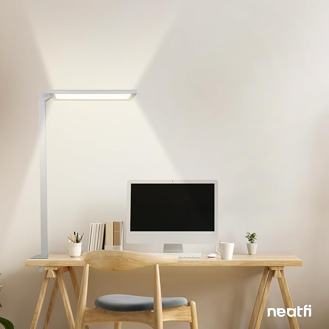 Neatfi 7000 High-Lumens Premium LED Desk Lamp - Touch Controlled, Clamp-on, UltraBright, 4000K Color Temperature, 70W Dimmable Light, Adjustable Head for Home Office and Study (25 Inches, Gray)