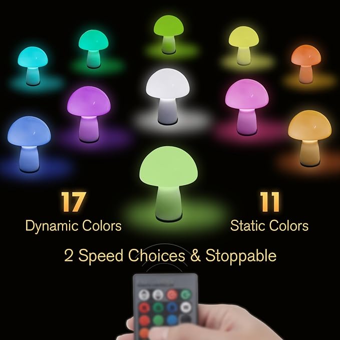 Milk White Mushroom lamp, Murano style retro design,Glass desk lamp with RGB 16 Color gradient dimmable LED bulbs, bedroom bedside bedside lamp, perfect home decoration.(LED Bulb Included)