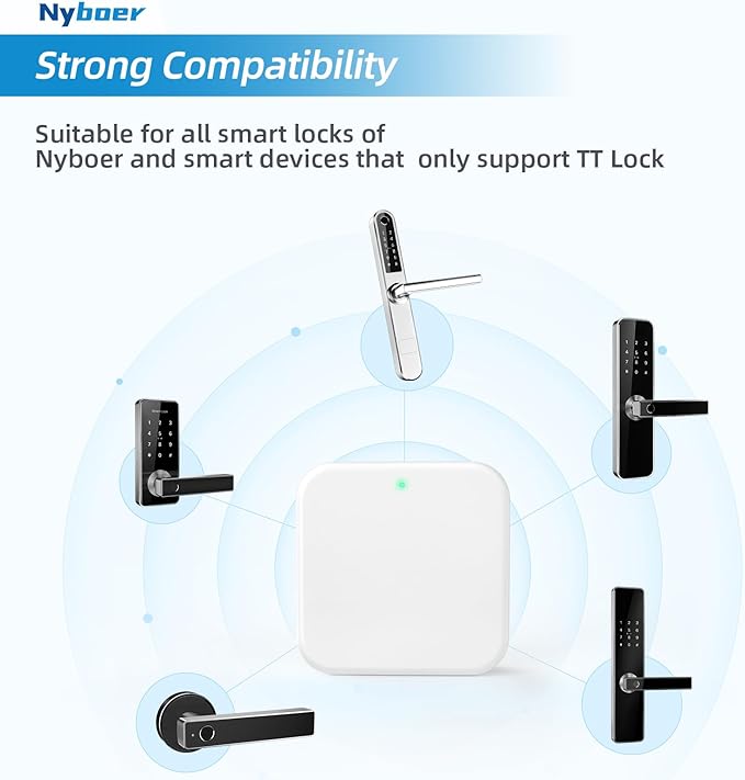 Wi-Fi Gateway Remotely Control Smart Fingerprint Door Lock with TT Lock App, Gateway Smart Hub Compatible with Alexa Voice Control,Electronic Lock Assemblies by Nyboer