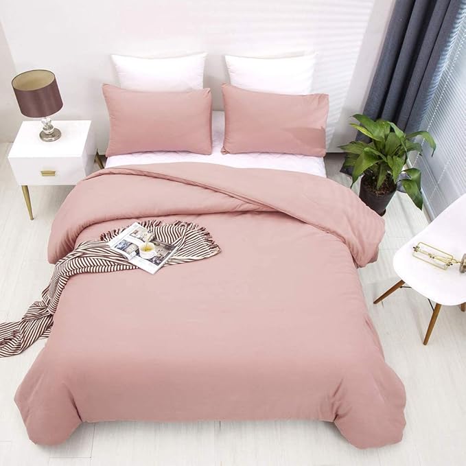 Blush Pink Comforter Set Twin Solid Dusty Rose Bedding Quilt Set Blush Pink Comfroter Set 3 PCs for Kids Teens Adult Durable Breathable Pink Blanket