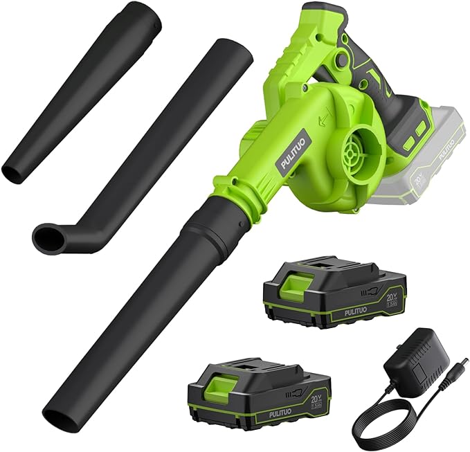Leaf Blower Cordless with 2 Batteries and Charger, 20V Electric Leaf Blower 120MPH Small Leaf Blower, Lightweight Battery Leaf Blower Yard Tools Grass Blowers for Lawn Care Patio Backyard Garden Floor