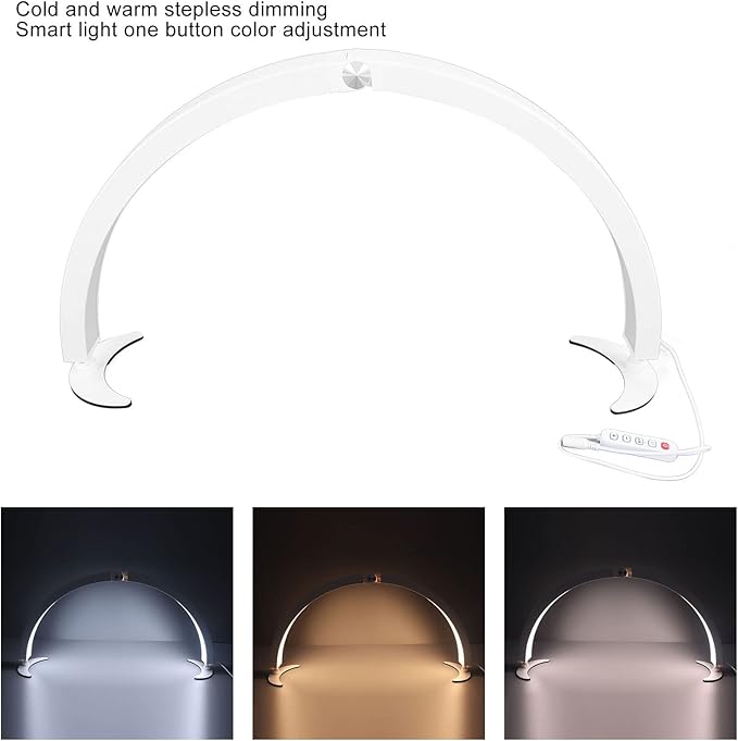 Pomya Half Moon Light for Nails, 28 Inch Foldable LED Half Moon Desk Lamp with 10 Brightness Adjustment, 3200K‑5600K Dimmable Lighting Lamp with Remote for Beauty Lash Extension Tattoo
