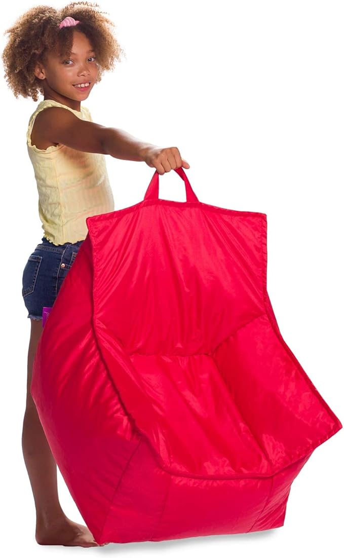 Posh Creations Bean Bag Chair Structured Comfy Seat Use for Gaming, Reading and Watching TV, Newport, Red
