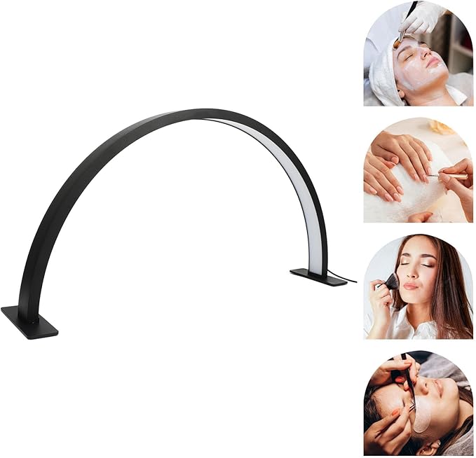 Half Moon LED Light for Nail, 3000-6000K Dimmable Half Moon Nail Desk Lamp with Touch Key, 35W Half Moon Fill Light with Lamp Holder for Lash Extension Beauty Tattoo Live Steaming