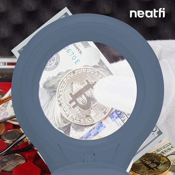 (New Model) Neatfi Bifocals 1,200 Lumens Super LED Magnifying Lamp with Clamp, 5D + 20D, Dimmable, 60 Pcs SMD LED, 5 Inches Diameter Lens (5 Diopter + 20 Diopter, Gray)