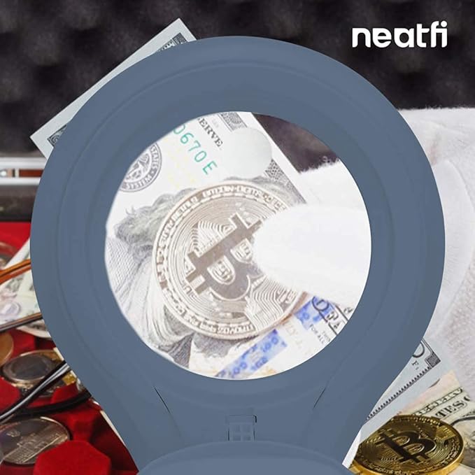 (New Model) Neatfi Bifocals 1,200 Lumens Super LED Magnifying Lamp with Clamp, 5D + 20D, Dimmable, 60 Pcs SMD LED, 5 Inches Diameter Lens (5 Diopter + 20 Diopter, Gray)