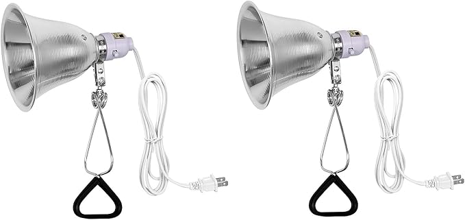 Simple Deluxe Clamp Lamp Light with 5.5 Inch Aluminum Reflector up to 60 Watt E26 Socket (no Bulb Included) 6 Feet 18/2 SPT-2 Cord, Silver and White,2 Pack