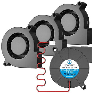 WINSINN 50mm 5015 Blower Fan 12V, 3D Printer 24 volt Fans Blower Turbine Turbo Dual Ball Bearing, 1000mm/39in cable Brushless Cooling 50mmx15mm 2PIN (Pack of 4Pcs)
