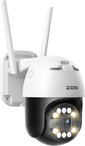 ZOSI 3K 5MP Pan/Tilt WiFi Security Camera, C296 Plug-in Home Surveillance Camera Outdoor, Person Vehicle Detection, Human Tracking, Night Vision, 2 Way Audio, Floodlight Siren, Cloud & SD Card Storage