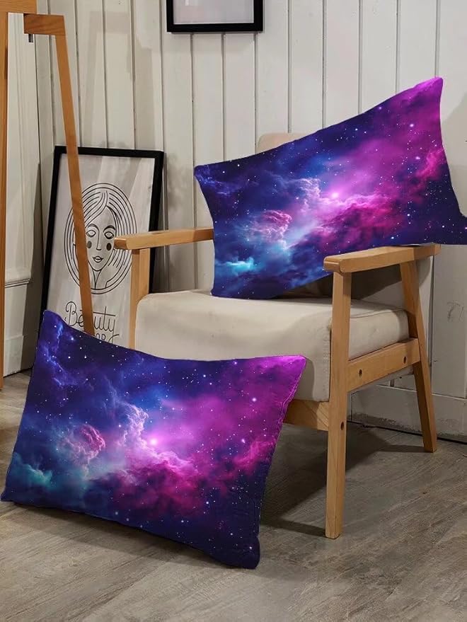 Galaxy Bedding Full Size Purple Outer Space Comforter Set for Girls Boys Kids Children Teen Bedroom Quilt 1 Comforter + 2 Pillow Cases