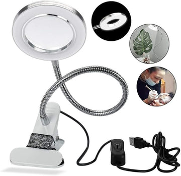 ATOMUS 2.5X Magnifying Lamp, LED USB Rechargeable Tattoo Beauty Magnifier Lamp with Metal Clip for Eyebrow Tattoo Manicure Eyelash Extension Read