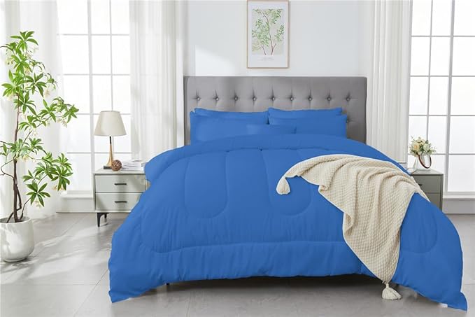 3 Piece Solid Color All Season Bedding Comforter Set Microfiber Soft Lightweight Bedding Set for Kids Teens Adults Room Decor with 1 Comforter and 2 Pillowcases Full