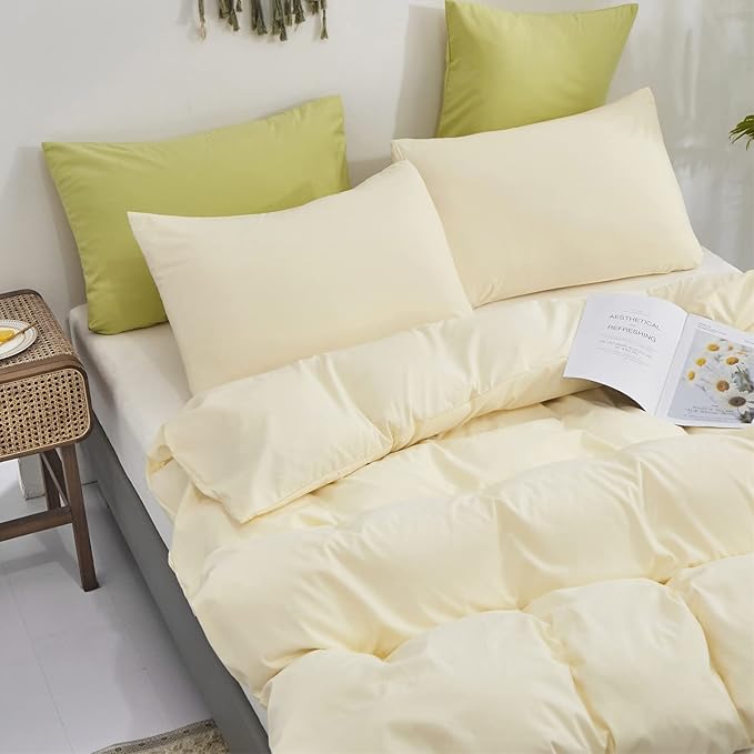 Light Yellow Comforter Set Twin Off White Bedding Set Beige Comforter Set Twin Girls Breathable Ivory Bedding Set Women Soft Off White Twin Ivory Bedding Comforter Set Twin