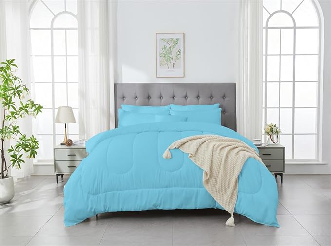 3 Piece Solid Color All Season Bedding Comforter Set Microfiber Soft Lightweight Bedding Set for Kids Teens Adults Room Decor with 1 Comforter and 2 Pillowcases King
