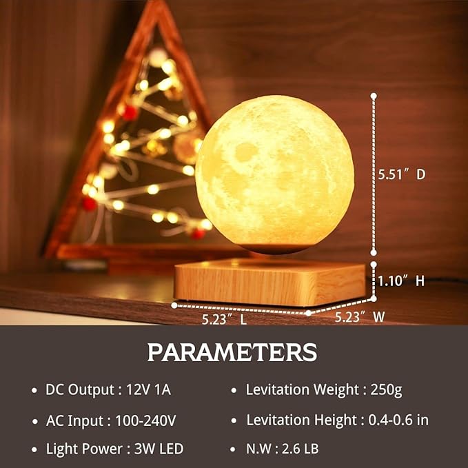 Levitating Moon Lamp, Floating Moon Lamp Magnetic Levitation Moon Light Gifts for girls, boys, Children and teenagers