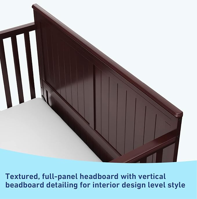 Graco Hadley 5-in-1 Convertible Crib with Drawer (Espresso) – Crib with Drawer Combo, Includes Full-Size Nursery Storage Drawer, Converts from Baby Crib to Toddler Bed, Daybed and Full-Size Bed
