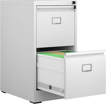 2 Drawer File Cabinet,Metal Vertical File Cabinets with Lock for Home Office,Heavy Duty Office Steel Filing Cabinet for Hanging Letters/Legal/A4, Assembly Required (White)