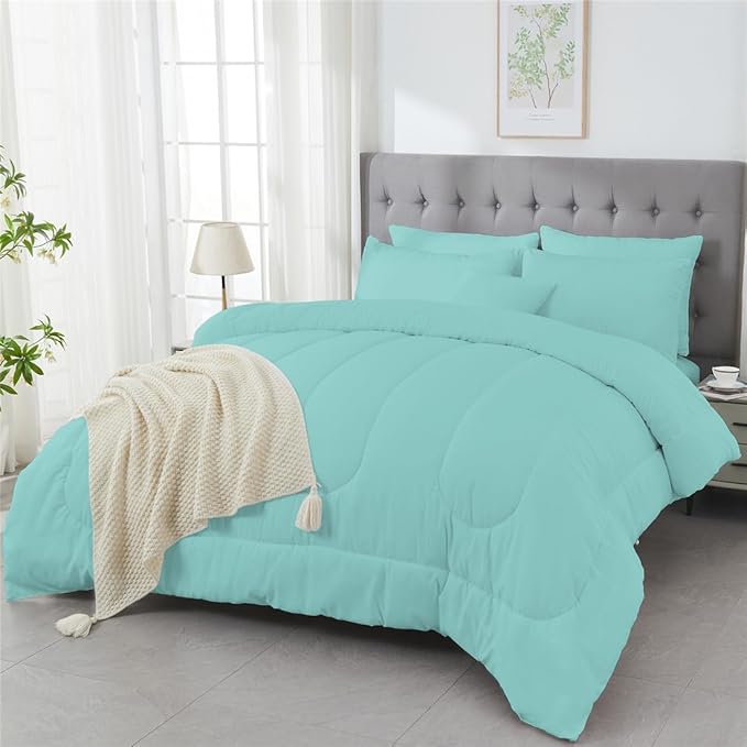 3 Piece Solid Color All Season Bedding Comforter Set Microfiber Soft Lightweight Bedding Set for Kids Teens Adults Room Decor with 1 Comforter and 2 Pillowcases King