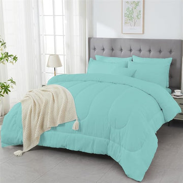 3 Piece Solid Color All Season Bedding Comforter Set Microfiber Soft Lightweight Bedding Set for Kids Teens Adults Room Decor with 1 Comforter and 2 Pillowcases Full