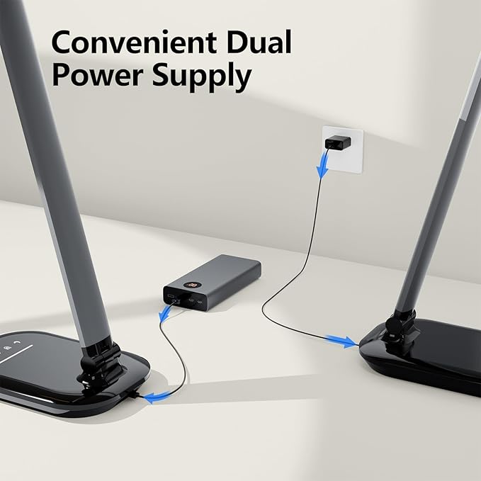 LED Desk Lamp, Table Lamp Reading Lamp with USB Charging Port, Desk Lamps for Home Office 1H Timer, Night Light, Study Lamp Desk Light for Bedroom.