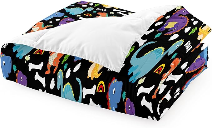 Dinosaur Comforter Set Twin - Cartoon Dinosaur Twin Bedding Set for Boys Kids Twin Size Comforter Set for Boys Soft Breathable Dino Quilt Kids Bedding Set, 1 Comforter 1 Pillowcase