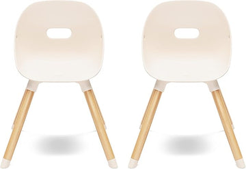 Lalo The Play Chair, Wooden and Non-Toxic Plastic Kids and Toddler Chair - Sturdy Bucket Seat and Easy to Clean Kids Chair with up to 200 lb. Weight Capacity, Set of 2 - Grapefruit