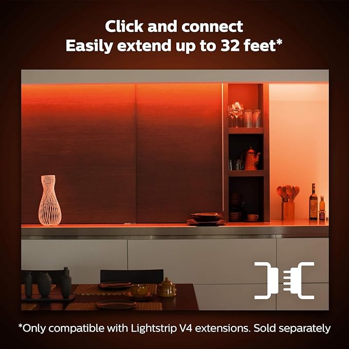 Philips Hue Indoor 6-Foot Smart LED Light Strip Plus Base Kits with Plugs - Color-Changing Single-Color Effect - 2 Pack - Control with Hue App - Works with Alexa, Google Assistant and Apple HomeKit
