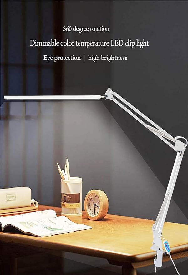 80 LED Desk Lamp(12W, Metal Swing Arm Dimmable Task Lamp, 5 Modes, 10 Brightness Levels,Eye Protection Desk lamp for Reading, Study,Working, Home and Office Lamp 1100 lumens,USB Adapter