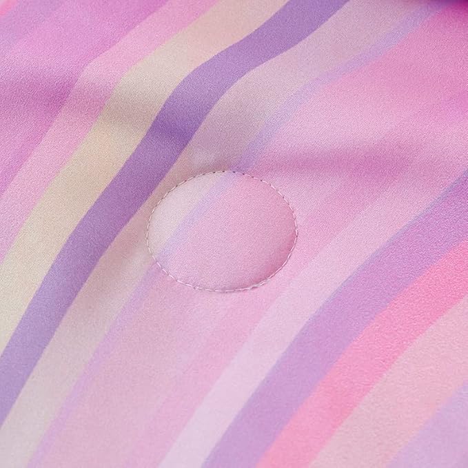 7PCS Girls Comforter Sets Queen,Pink Comforter Queen,Girls Bed Sets Queen,Bed in a Bag with Flat Sheet and Fitted Sheet,Pillowcases,Cushions for Girls,Rainbow Bedding Sets