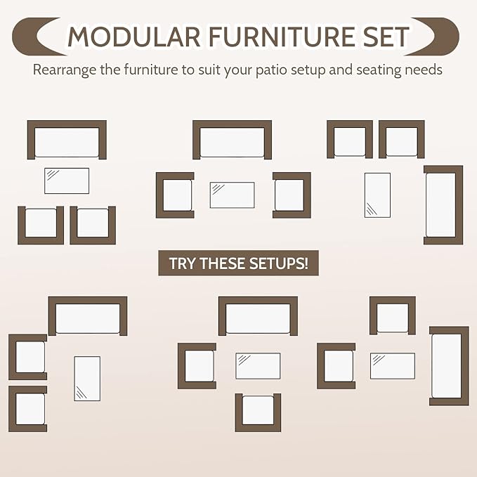 FDW 4 Pieces Wicker Patio Conversation Set Patio Furniture Set with Rattan Chair Loveseats Coffee Table for Outdoor Indoor Garden Backyard Porch Poolside Balcony,Brown Wicker/Red Cushions