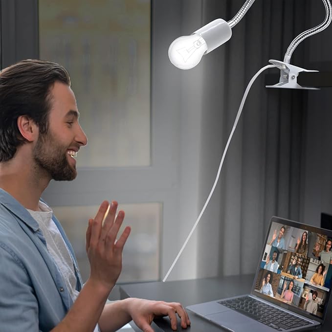 Clip Desk Lamp Socket 2 Pack Flexible Desk Light Socket Gooseneck Clip on Light Flexible Lamp with Clamp Adjustable Light Stand Clamp Lamp Night Light Reading Book Light