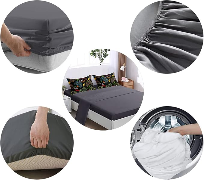 6 Pieces Gamer Comforter Set for Boys Gaming Bedding Set Full Size,Video Game Controller Comforter for Boys Kids Adult 3D Gamepad Microfiber Bedding Sets 6 Pieces Bed in A Bag Sets3011,Full