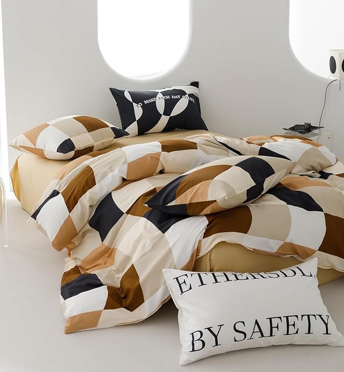 Checkerd Comforter Set California King Multicolored Grid Comforter Men Women Chic Checkered Bed Comforter White Black Plaid Buffalo Cal King Bedding Comforter All Season Hotel Quality Bed Set