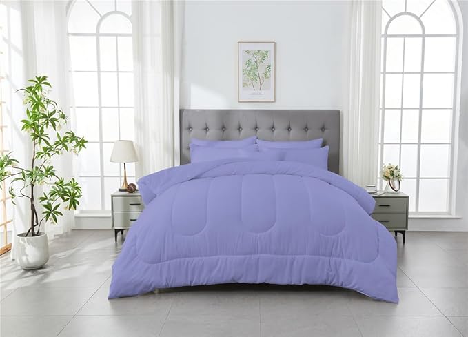 3 Piece Solid Color All Season Bedding Comforter Set Microfiber Soft Lightweight Bedding Set for Kids Teens Adults Room Decor with 1 Comforter and 2 Pillowcases Full