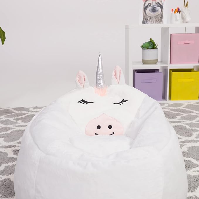 Posh Creations Cute Soft and Comfy Bean Bag Chair for Kids, Animal - Grey Sloth