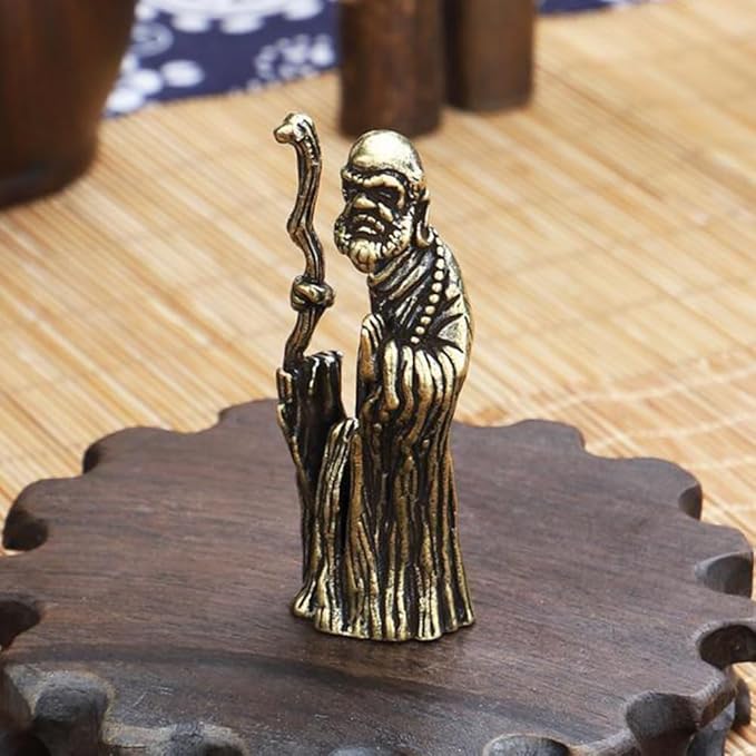 Handmade Pure Copper Dharma Arhat Statue - Stunning Home and Office Decor-Gift for Buddhism Enthusiasts（Dharma）