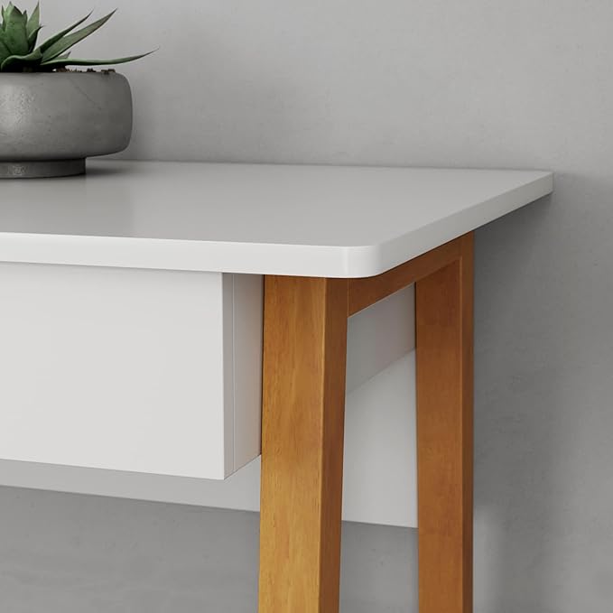 Nathan James Jacklyn Modern Home Office Writing Desk, White/Brown