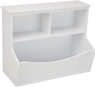 Amazon Basics Children's Multi-Functional 3 Shelf Bookcase and Toy Storage Bin, White, 14.84" D x 31.25" W x 24.56" H