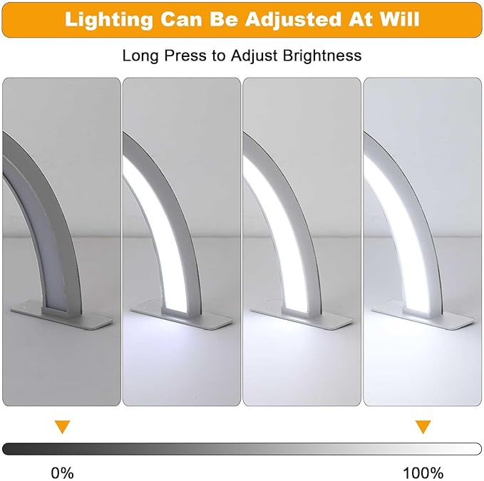 Half Moon Nail Desk Lamp, 48W Manicure LED Light for Nails, 3360 Lumen Stepless Dimming with Wire Controller, 3 Light Modes Nail Light for Desk, Arch Light for Nail Techs