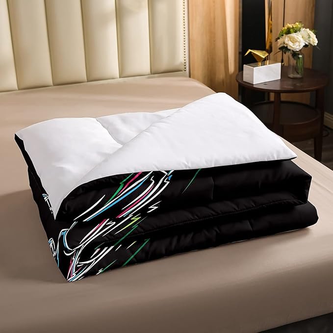 Erosebridal Boys Football Bedding Set King Size American Rugby Comforter Set for Kids Teen Men Bedroom Dorm Decor Sketch Football Athlete Comforter Ball Sports Quilt Duvet Insert 2 Pillow Cases Black