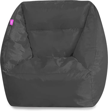 Posh Creations Structured Comfy Bean Bag Chair for Gaming, Reading, and Watching TV, Coronado Chair, Microsuede - Charcoal Gray